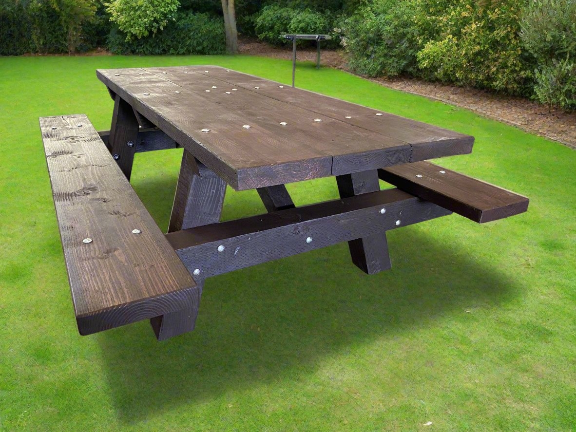 Picnic Table with Chunky Timber Frame in Mission Brown