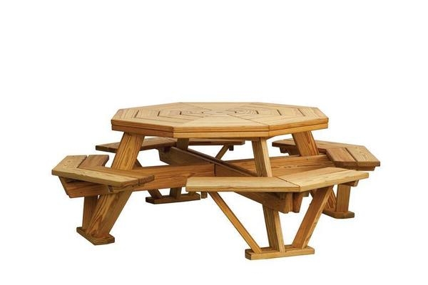 Picnic Table with Pine Construction and Walk-In Benches