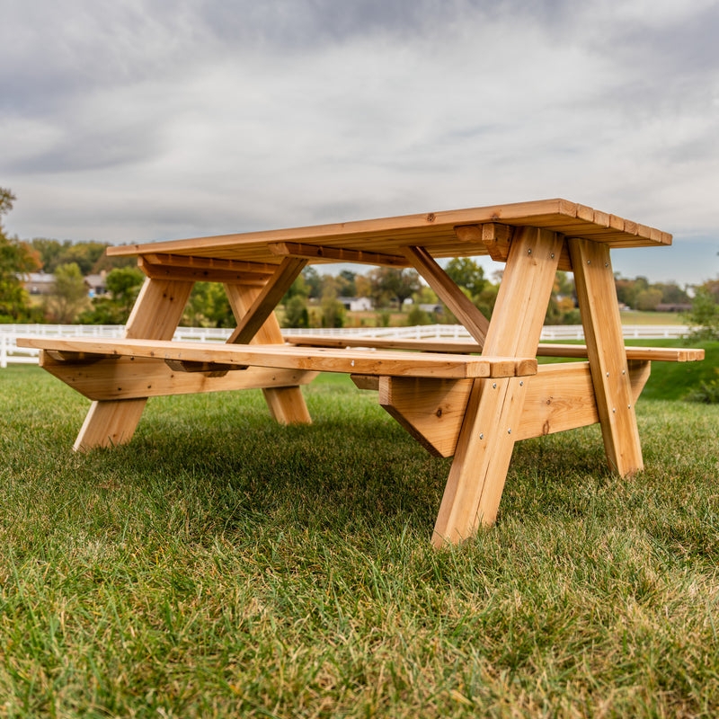 Picnic Table with Rectangular Top and Integrated Benches