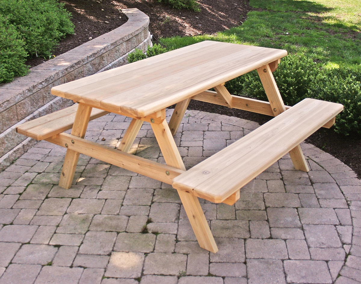 Picnic Table with Rounded Edges and Red Cedar Benches