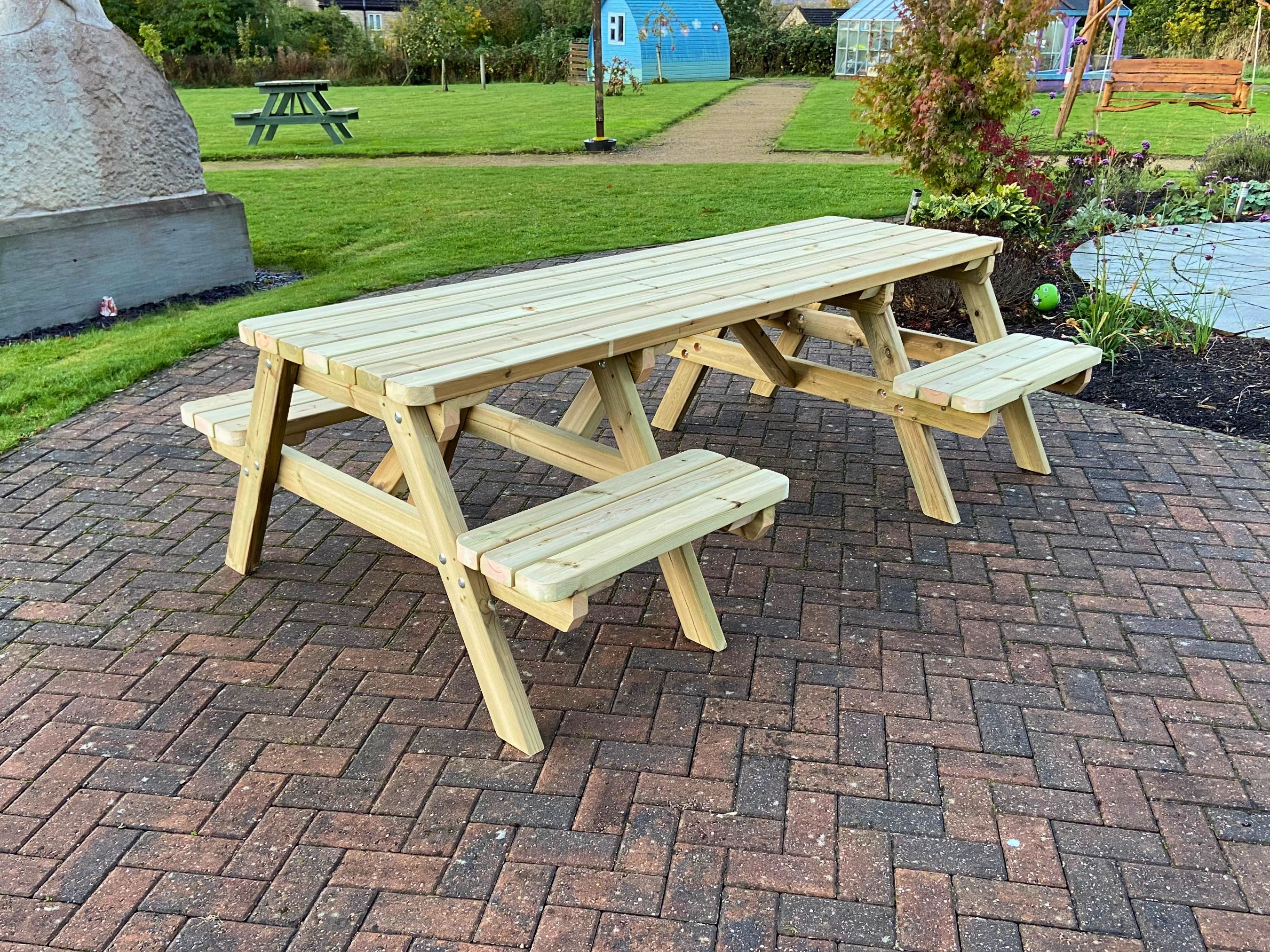 Picnic Table with Split Bench Seating for Accessible Dining