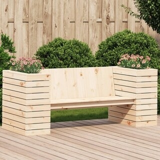 Planter Bench in Solid Pine with Dual Side Planters and Matte Finish