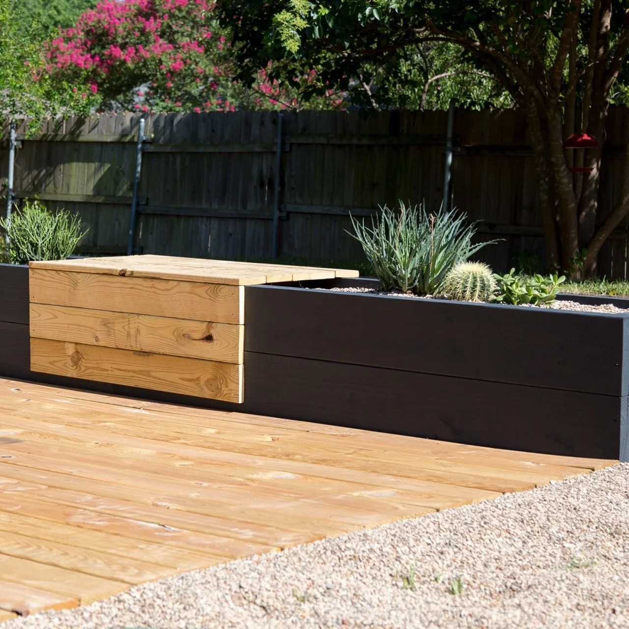 Planter Bench in Two-Tone Design and Modern Planter Bench Style