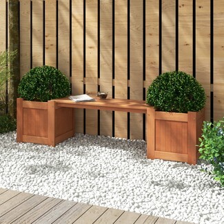 Planter Bench with Slat Panels and Outdoor Wood Planter Bench Style