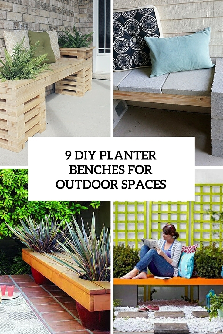 Planter Bench with Trellis Backdrop and Mixed Materials DIY Style