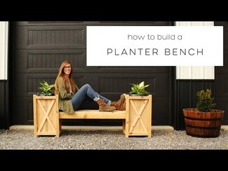 Planter Bench with X-Brace Detail for DIY Outdoor Planter Bench