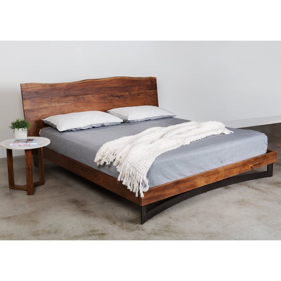 Platform Bed with Bent Acacia Wood and Low Profile Silhouette