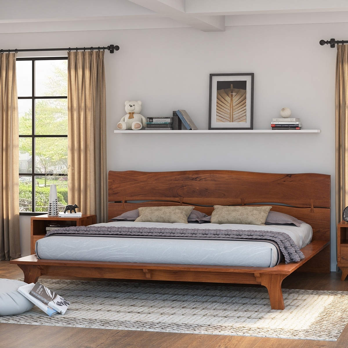 Platform Bed with Butterfly Joints and Handcrafted Design