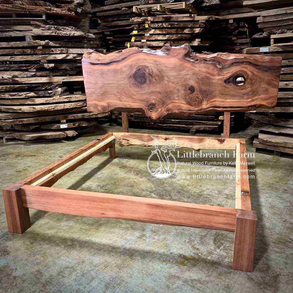 Platform Bed with Knothole Detail and Solid Timber Headboard