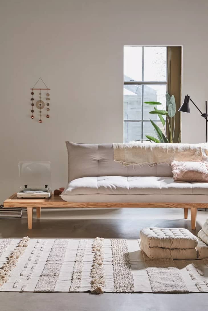 Platform Sofa: Extended Platform Low Profile Mid-Century Frame