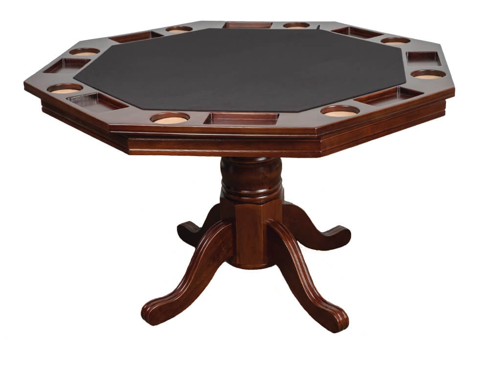 Poker Table with Integrated Cup Holders and Espresso Tone
