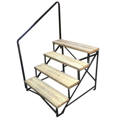 Portable Stairs - Single Rail Cross-Braced Industrial Wood Stairs