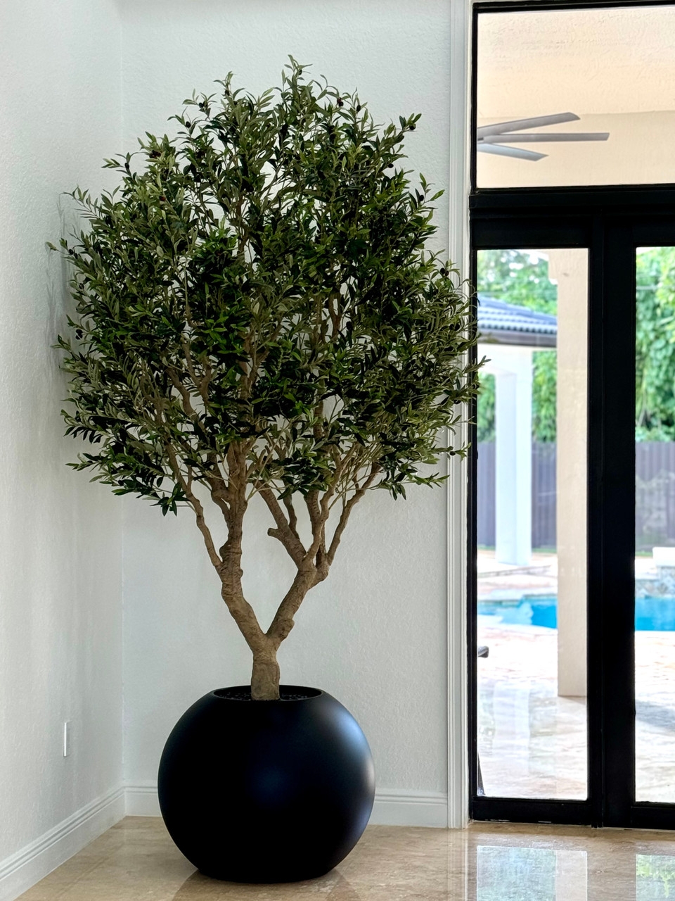 Potted Tree: Spherical Planter in Matte Black Finish