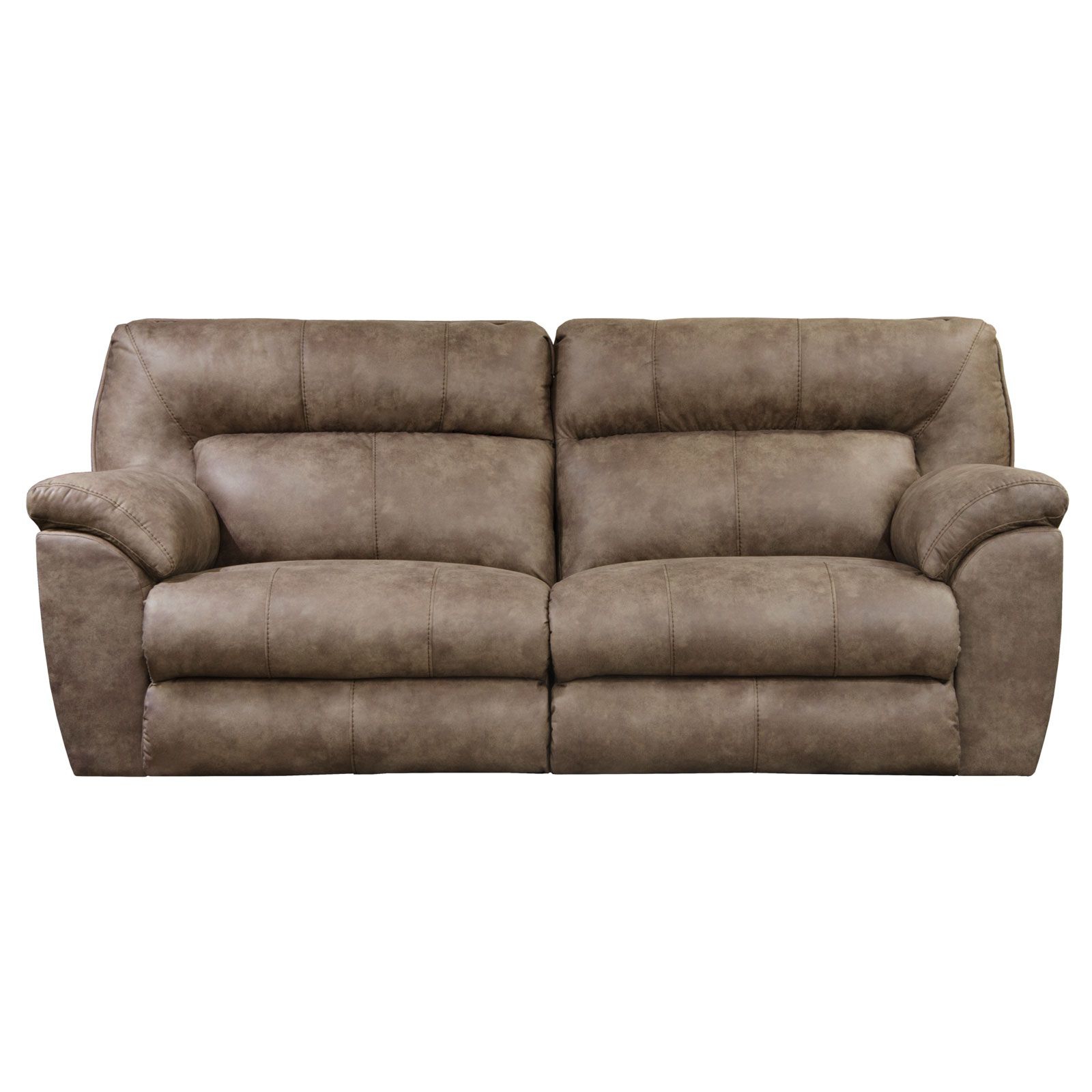 Power Recliner Sofa: Leather-Like Fabric with Pillow Top Arms