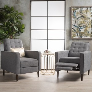 Power Recliner with Charcoal Gray Button Tufted Back