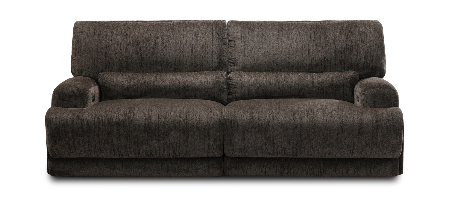 Power Reclining Sofa: Textured with Integrated Lumbar Pillows