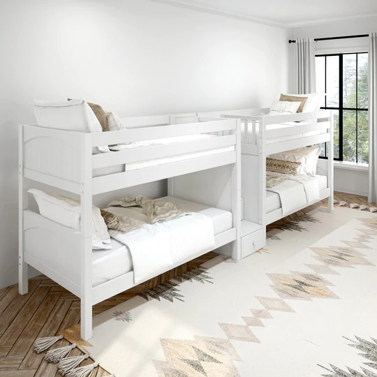 Quad Bunk Bed: Twin Quad Configuration Middle Stairs