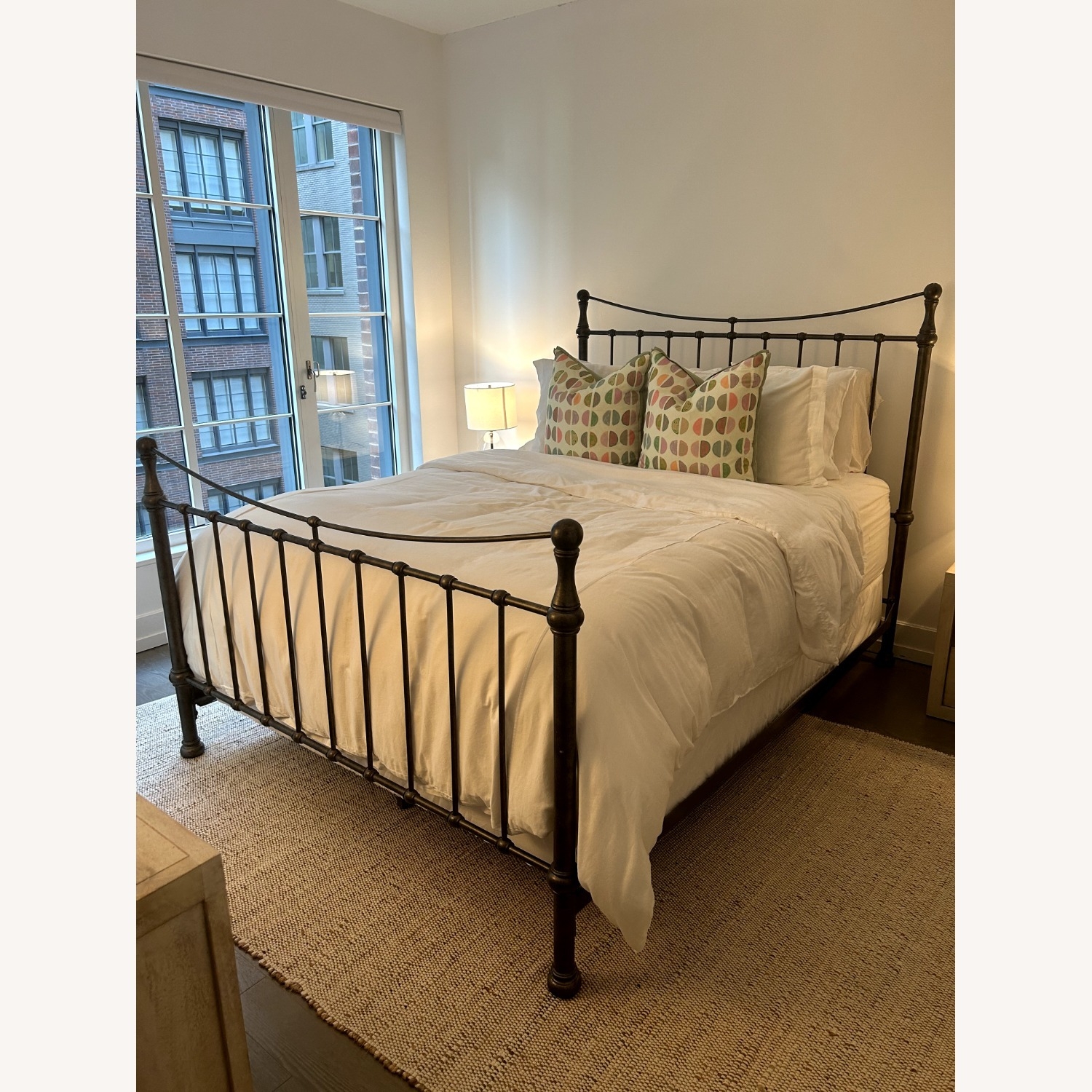 Queen Bed Frame Antique Bronze Arched Spindle Design