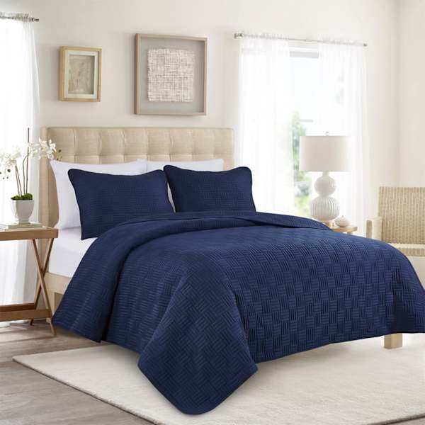 Quilt Set Basketweave Texture Basketweave Textured Bedding