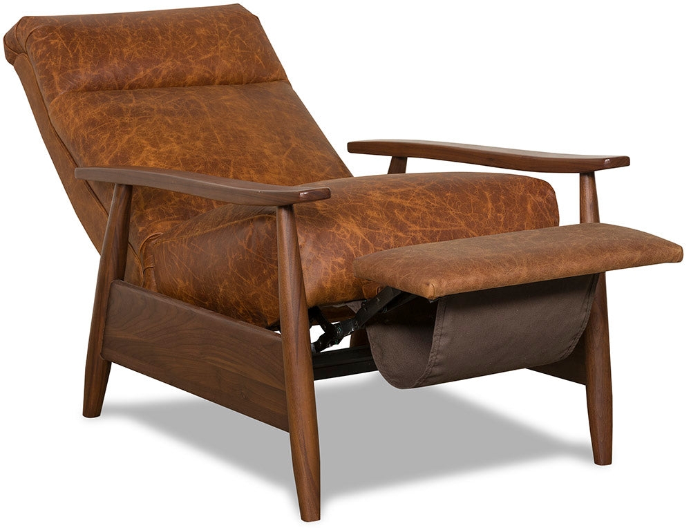 Recliner Chair with Distressed Upholstery and Tapered Legs