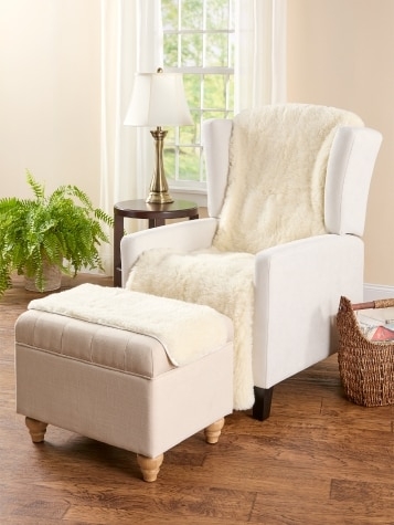 Recliner Chair: Wool Like Fleece Wingback Silhouette