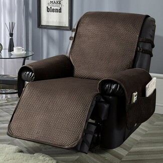 Recliner Cover: Chocolate Brown Velvet Pockets Shield