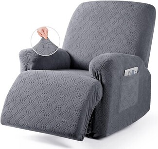 Recliner Cover: Slate Grey Geometric Stretch Fit Wrap