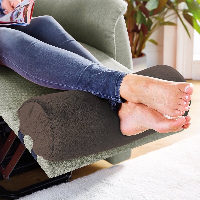 Recliner Footrest Cover: Chocolate Plush Contoured Wrap
