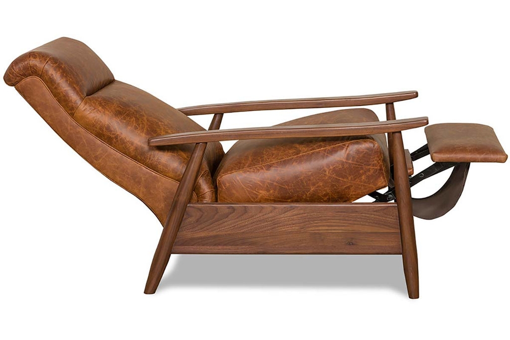 Reclining Accent Chair in Cognac Brown with Tapered Legs