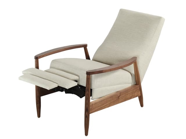 Reclining Accent Chair with Two Tier Footrest and Walnut