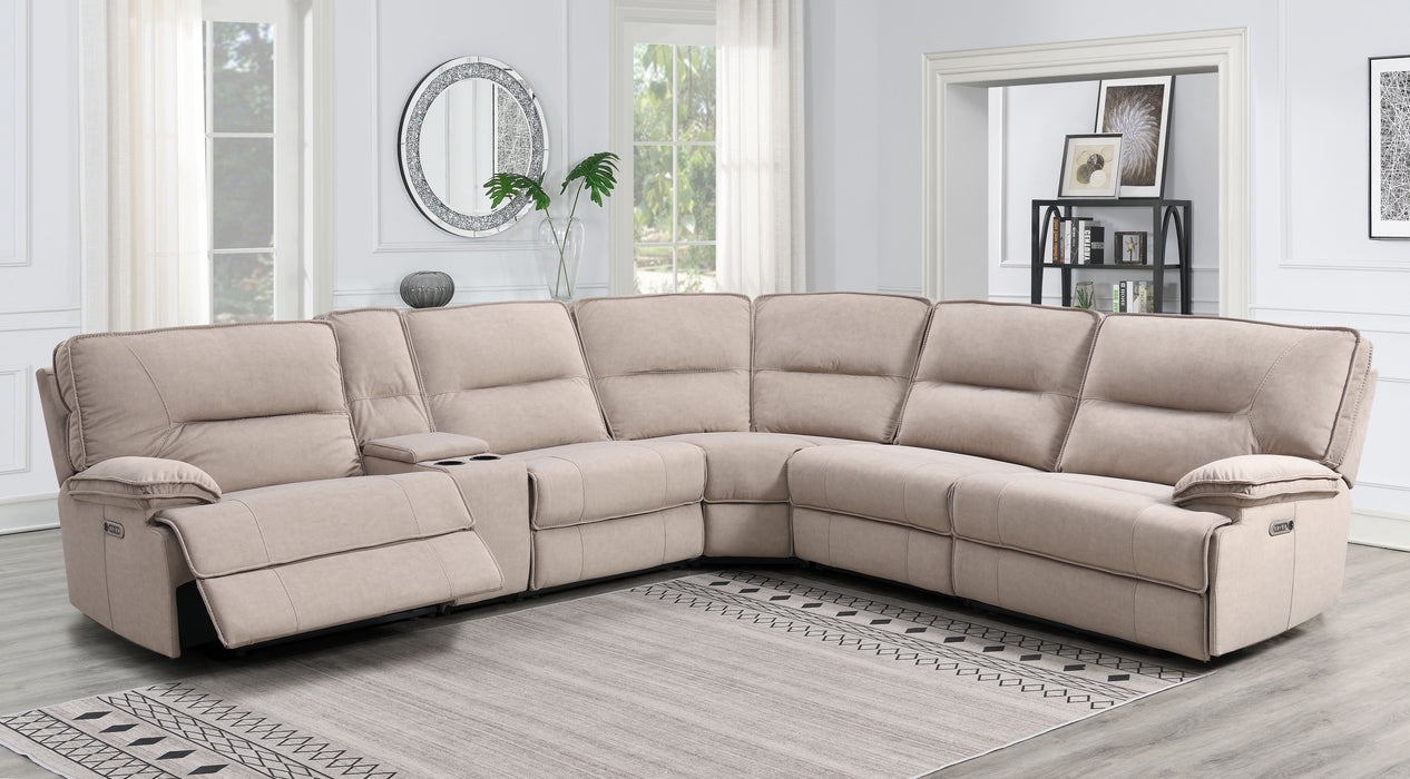 Reclining Sectional Curved Corner with Khaki Power Motion