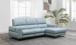 Reclining Sectional Dusty Blue Finish and Sleek Blue Seating