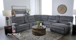 Reclining Sectional Heathered Upholstery with Gray Chaise End