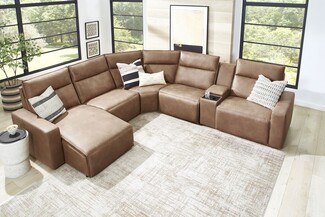 Reclining Sectional Multi Piece Tan U Shaped Living Room Seat