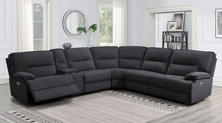Reclining Sectional Power Recliner and Charcoal Grey Seating