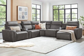 Reclining Sectional Storage Consoles and Charcoal Grey Sofa