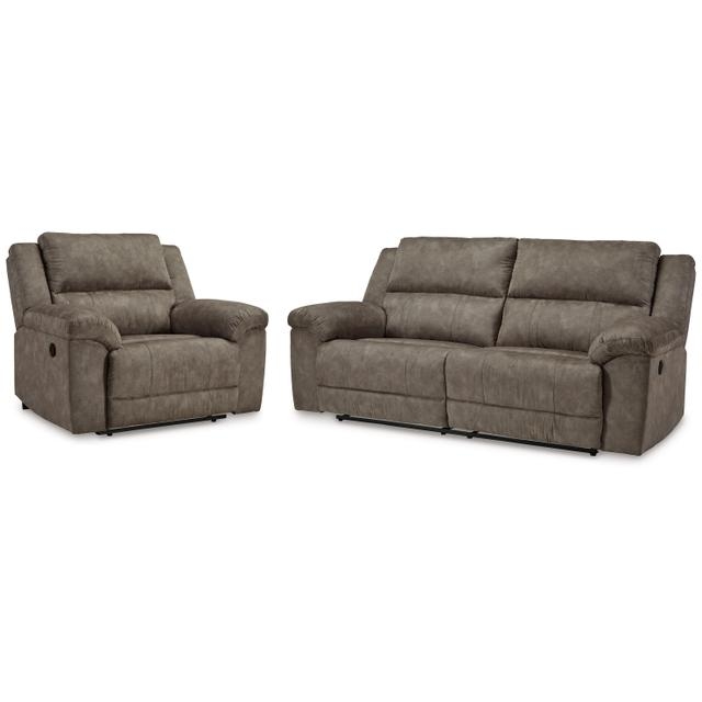 Reclining Sofa Set: Manual Reclining Lever and Split Back
