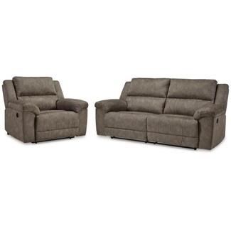 Reclining Sofa Set: Manual Reclining Lever and Split Back