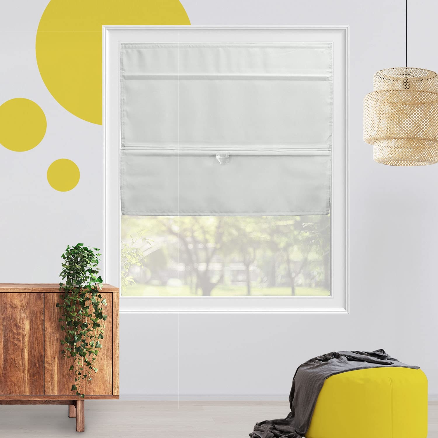 Roman Shade with Rodeo Finish and Cordless Operation