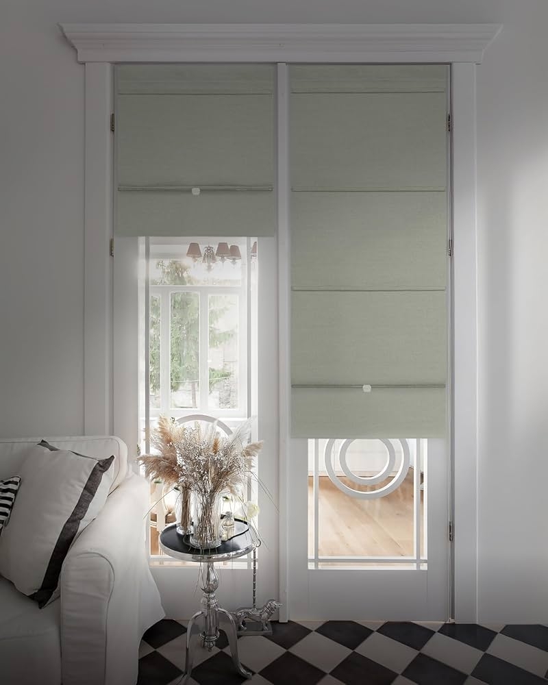 Roman Shades with Gainsboro Finish for French Door Mount