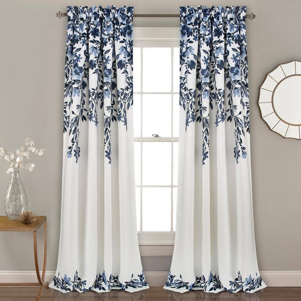 Room Darkening Curtains: Cascading Floral Prints, Rod Pocket Header