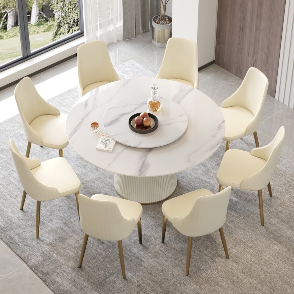Round Dining Set with Sintered Stone and 8 Seat Round Table