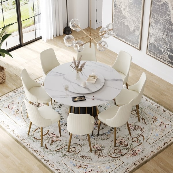 Round Dining Table Featuring Eight Seater White Sintered Stone