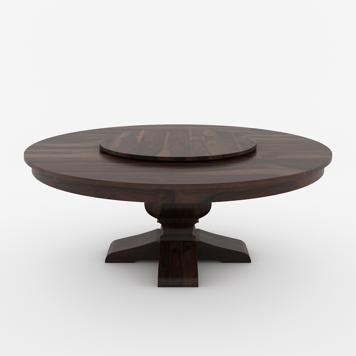 Round Dining Table in Dark Walnut and Pedestal Round Table