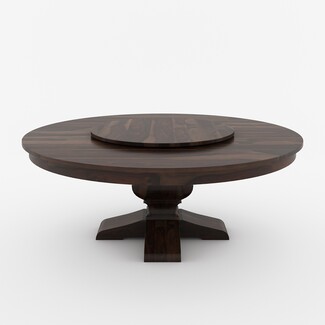 Round Dining Table in Dark Walnut and Pedestal Round Table
