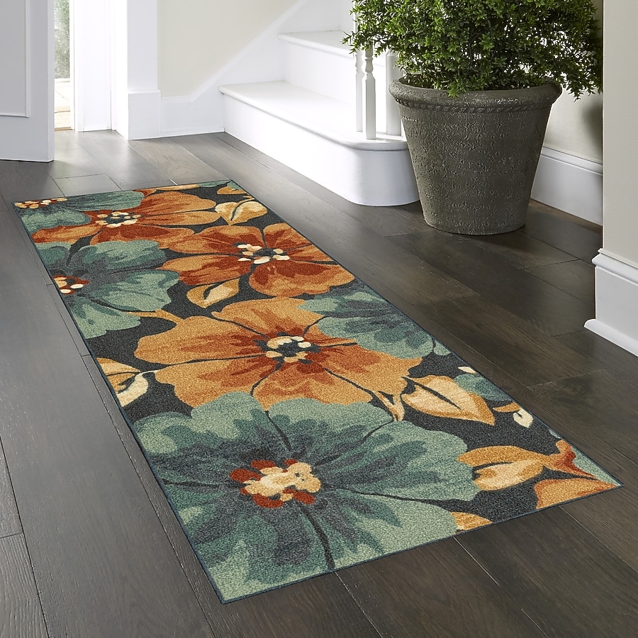 Runner Rug Vibrant Earth Tones Hallway Floral Botanical Decor