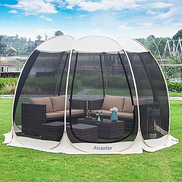Screen House Pop Up Frame Hexagonal Backyard Mesh Enclosure