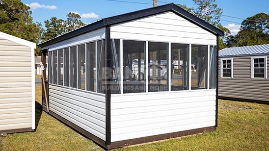 Screen Room Black Framing White Modern Backyard Enclosure