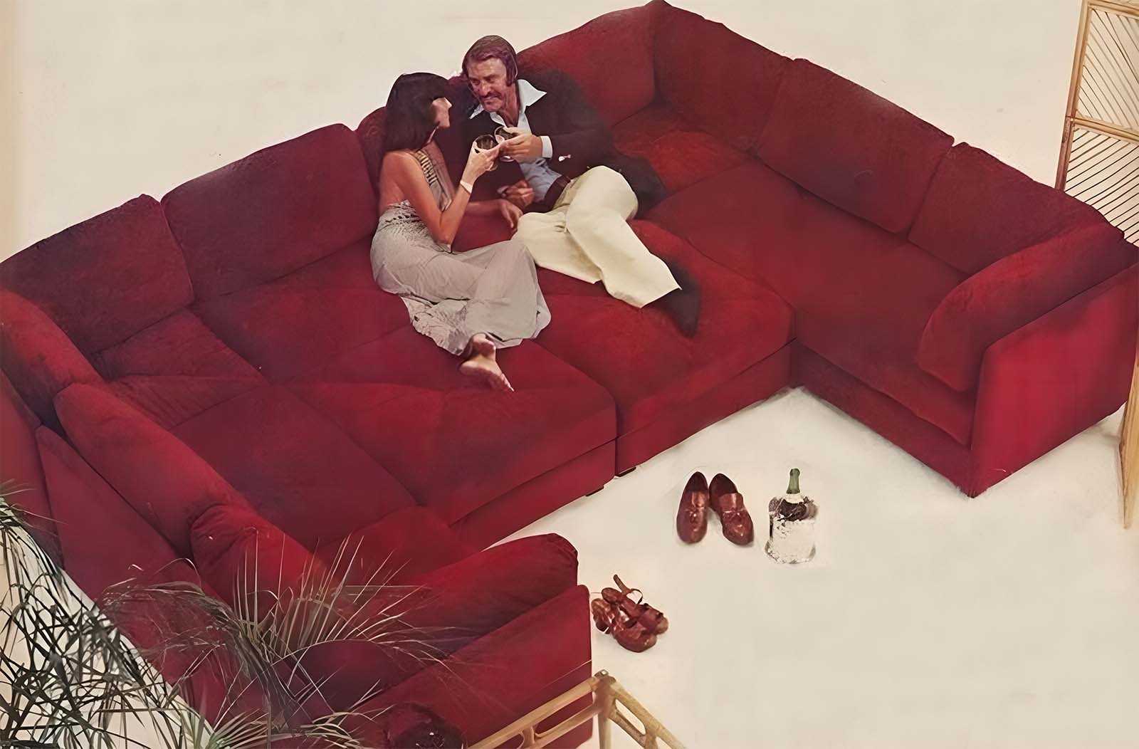 Sectional Sofa Burgundy Red Modular Units Pit Lounge