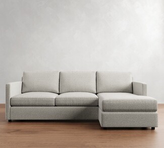 Sectional Sofa Performance Slub Weave Moss and Petite Storage